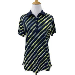 Chase 54 Polo Shirt Womens S Small Navy Blue Striped Golf Top Shell Houston Open